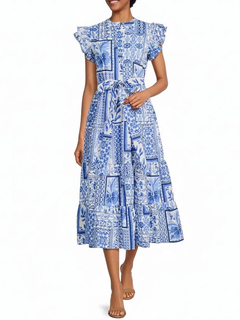 J. Marie Women’s The Capri Ruffle Button-Up Midi Dress *WITH POCKETS!*